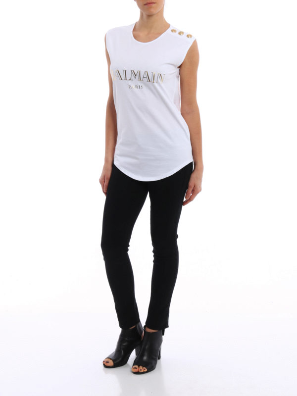 Top decorato in cotone shop online: Balmain