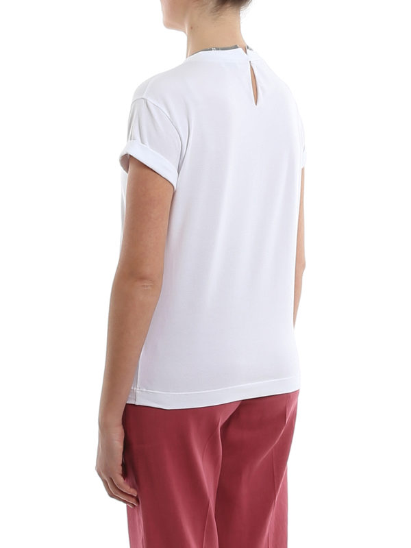 Embellished crew neck T-shirt shop online: BRUNELLO CUCINELLI