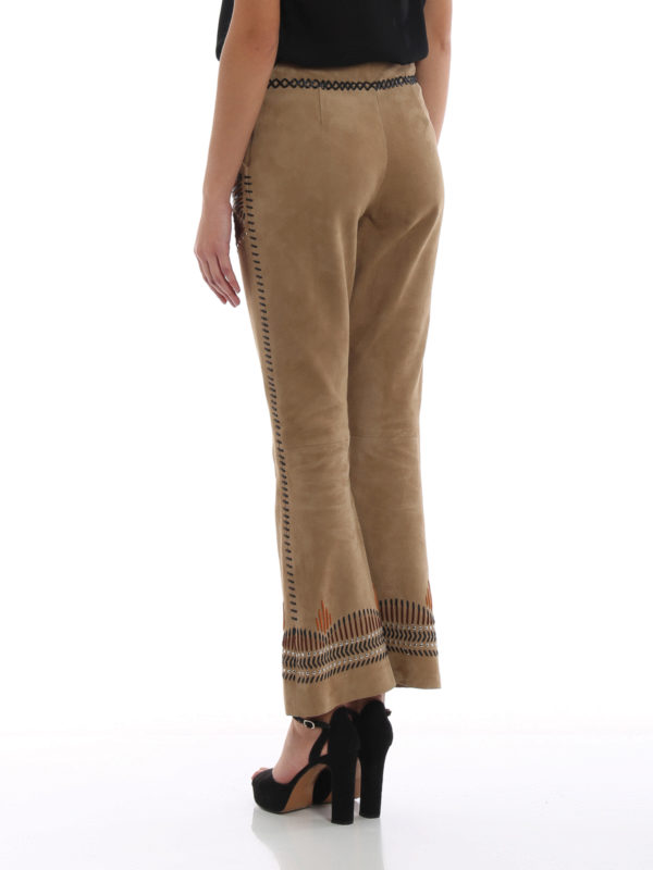 レザーパンツ - ベージュ shop online: ALBERTA FERRETTI