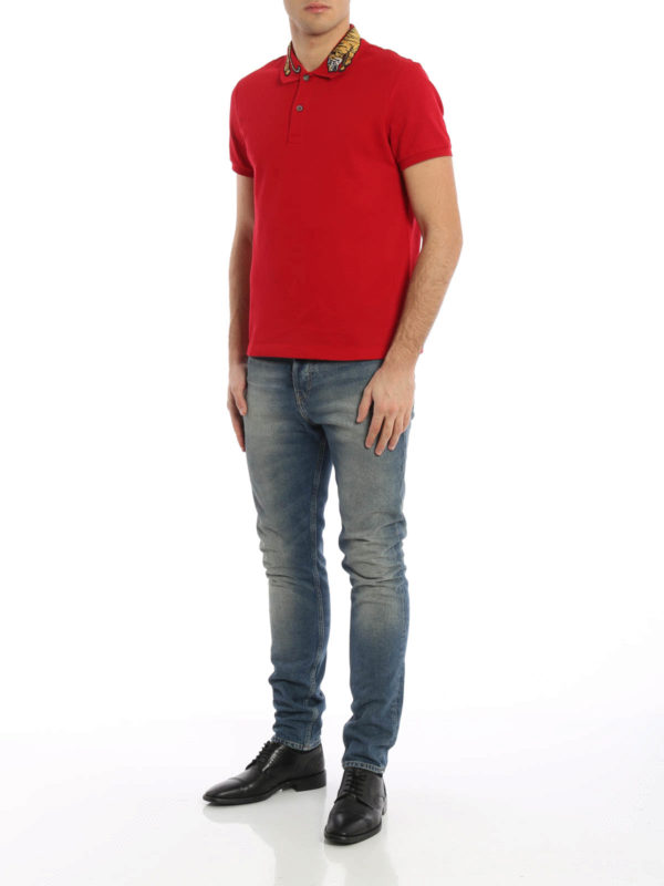 Embroidered tiger patch polo shop online: GUCCI