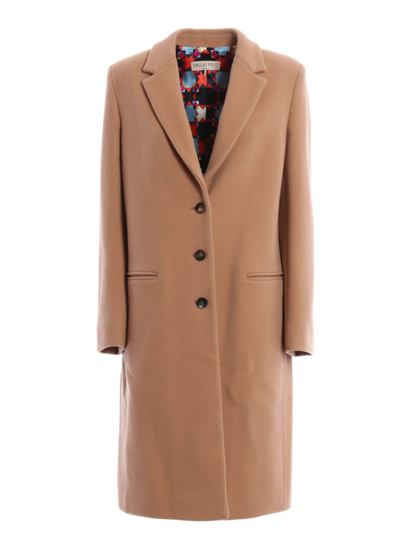 EMILIO PUCCI: knee length coats - Single-breasted coat