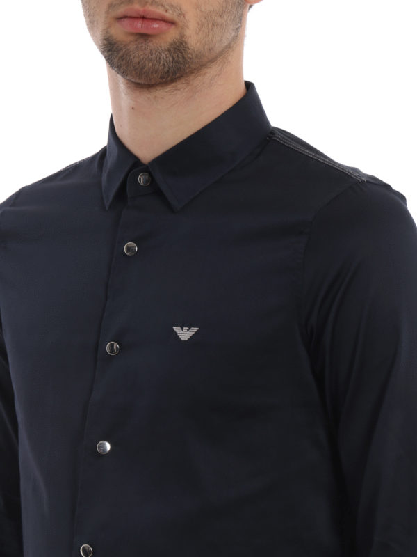 EMPORIO ARMANI buy online Cotton shirt with mirrored snaps