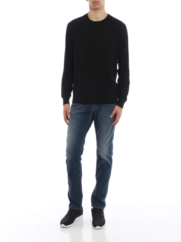EMPORIO ARMANI: Strickpullover mit Rundhalsausschnitt online - Rundhalspullover - Schwarz