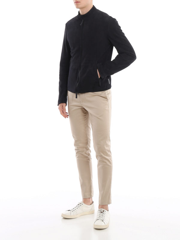 EMPORIO ARMANI: leather jacket online - Soft suede jacket