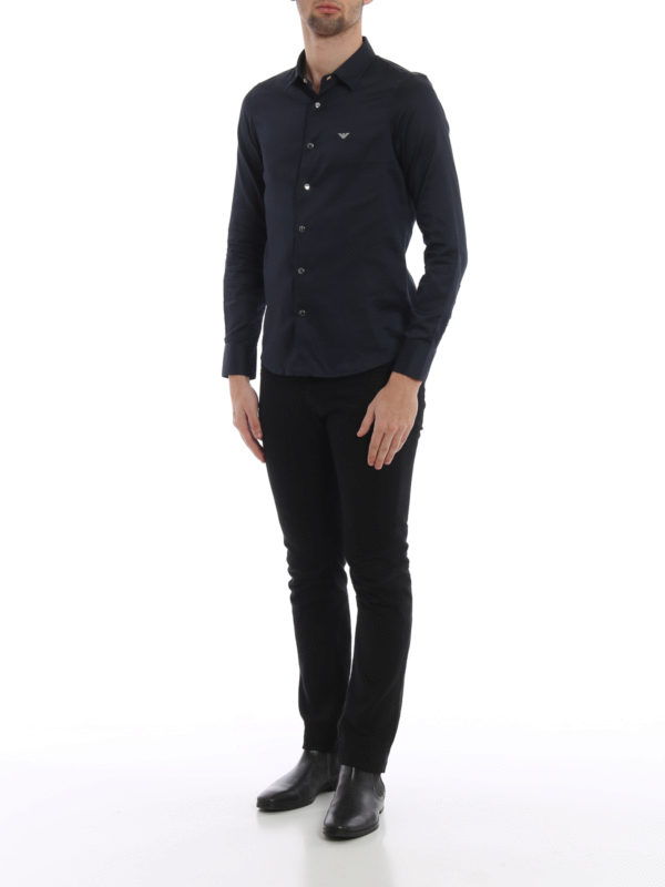 EMPORIO ARMANI: shirts online - Cotton shirt with mirrored snaps