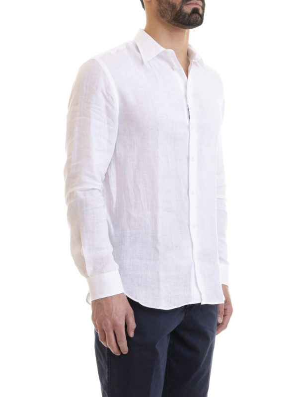 EMPORIO ARMANI: shirts online - White linen shirt