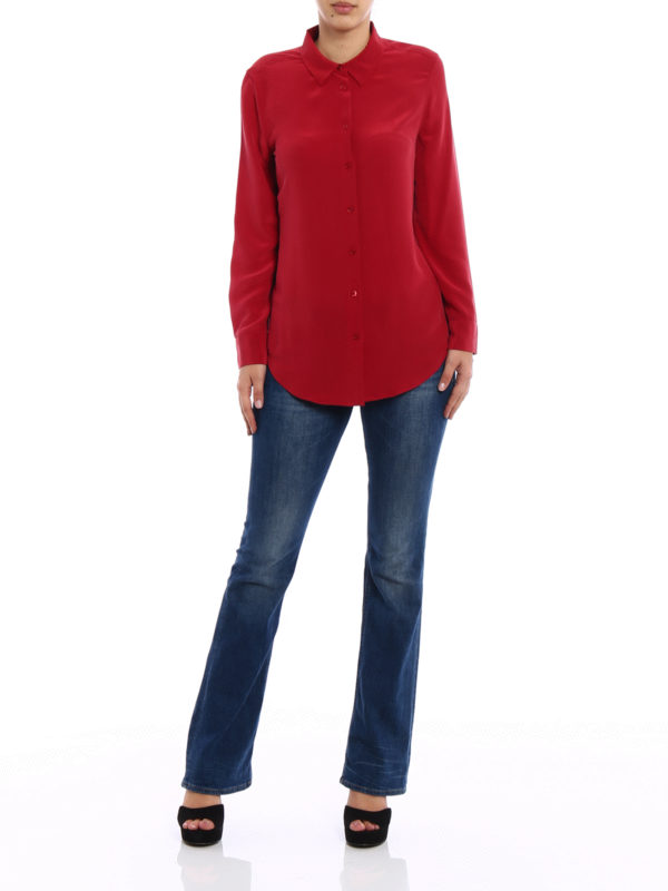 EQUIPMENT: shirts online - Essential red silk shirt
