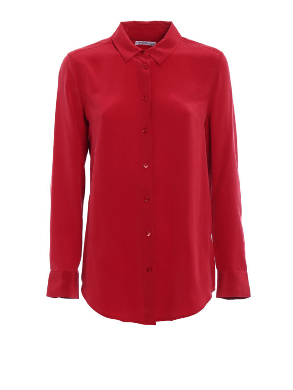 EQUIPMENT: shirts - Essential red silk shirt