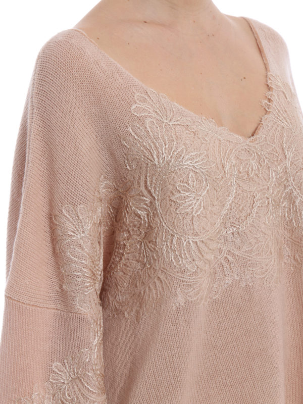 Ermanno Scervino Lace detailed cashmere over sweater