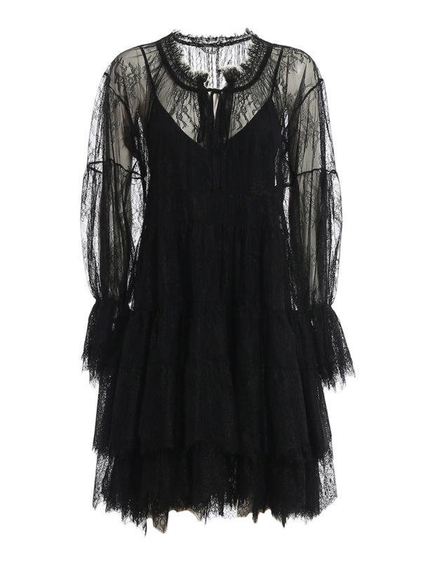 ERMANNO SCERVINO: Robe longueur genou - Robe Au Genou - Noir