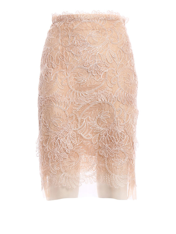 ERMANNO SCERVINO: Knee length skirts & Midi - Tulle and lace pencil skirt