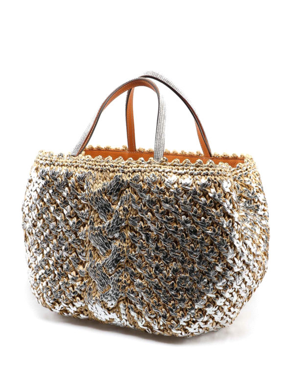 ERMANNO SCERVINO: totes bags online - Silver straw tote bag