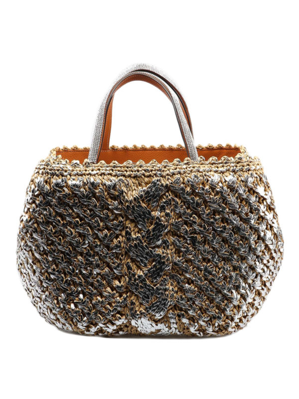 ERMANNO SCERVINO: totes bags - Silver straw tote bag
