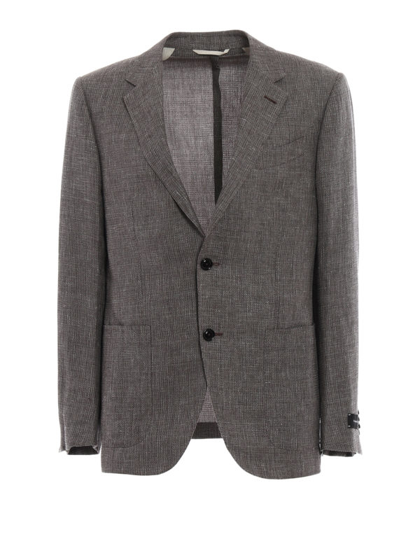 ERMENEGILDO ZEGNA: blazers - Linen blend unstructured blazer