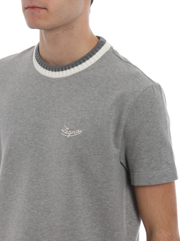 Ermenegildo Zegna Cotton fleece short sleeve grey T-shirt