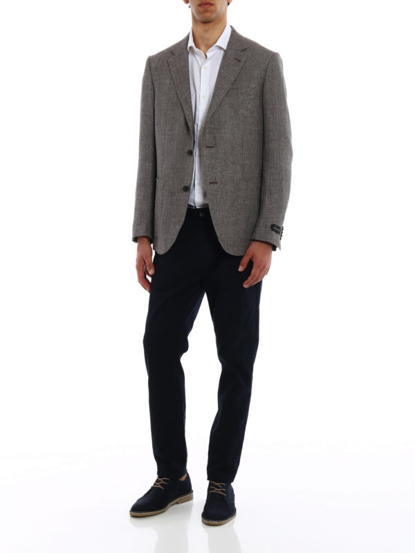 ERMENEGILDO ZEGNA: blazers online - Linen blend unstructured blazer