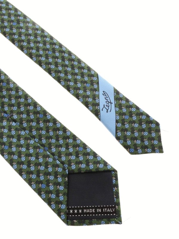 ERMENEGILDO ZEGNA: ties & bow ties online - Pineapple print silk tie in green