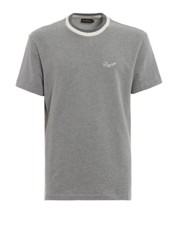 Ermenegildo Zegna 半袖 Tシャツ 46 XS 170/88A Ermenegildo Zegna Cotton fleece short sleeve grey T-shirt