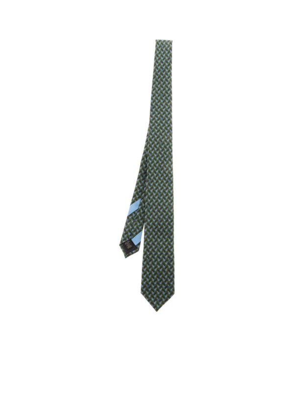 ERMENEGILDO ZEGNA: ties & bow ties - Pineapple print silk tie in green