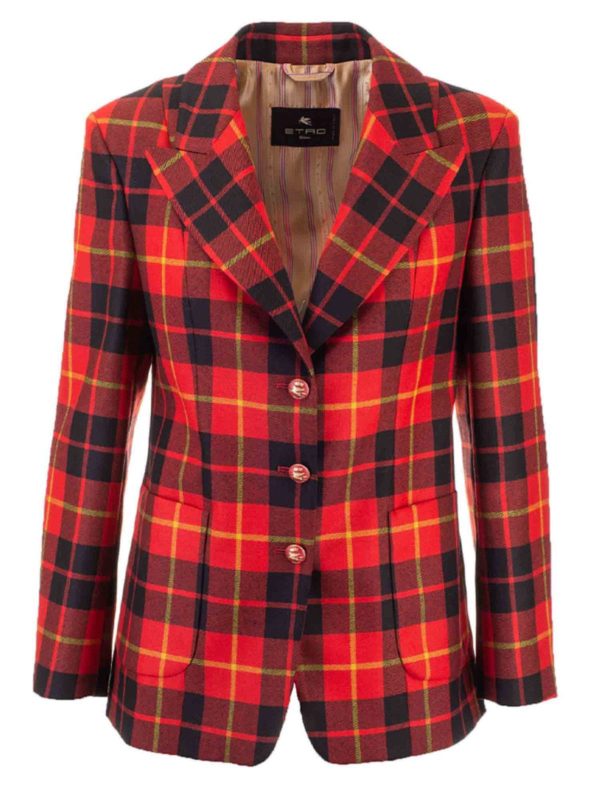ETRO: blazers - Tartan jacket in red