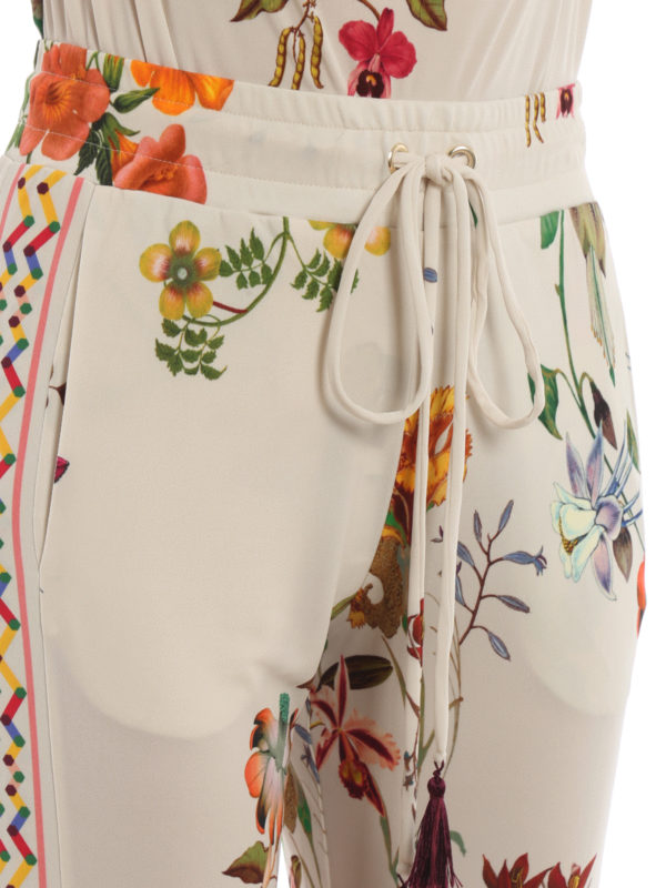 【送料&関税込】Etro Viscose Trousers Floral silk crêpe de chine wide-leg pants in blue - Etro