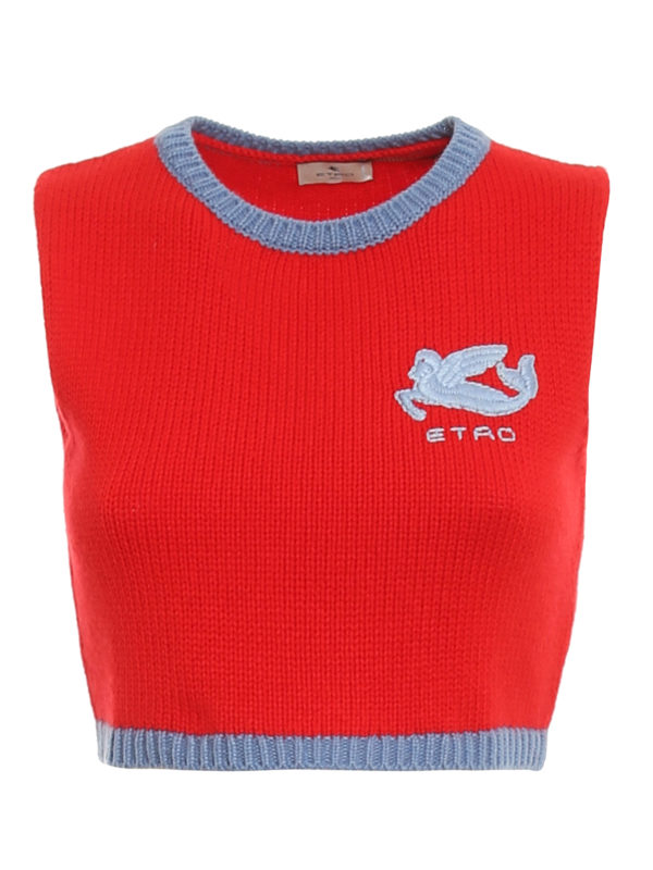 ETRO: crew necks - Tropea cropped top