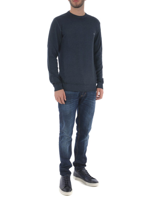 ETRO: maglia collo rotondo online - Girocollo in lana blu scuro