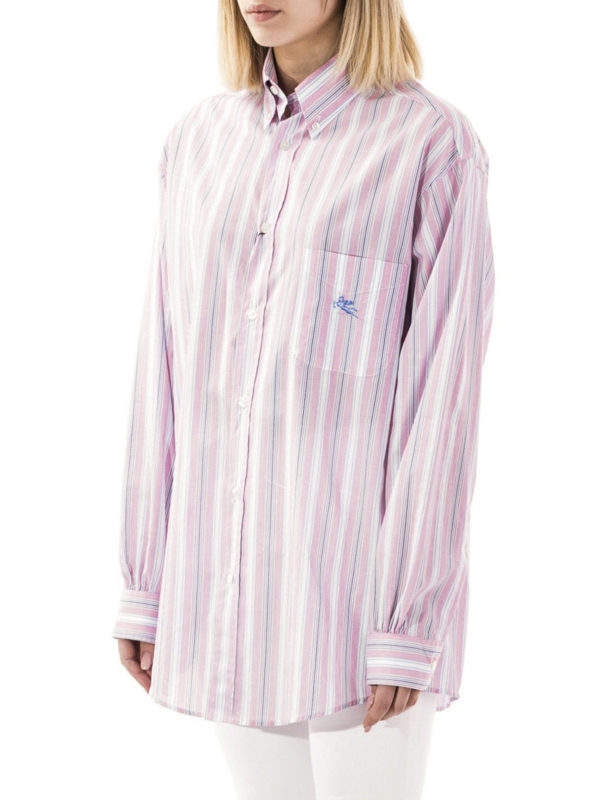 ETRO: shirts online - Pink striped cotton poplin shirt