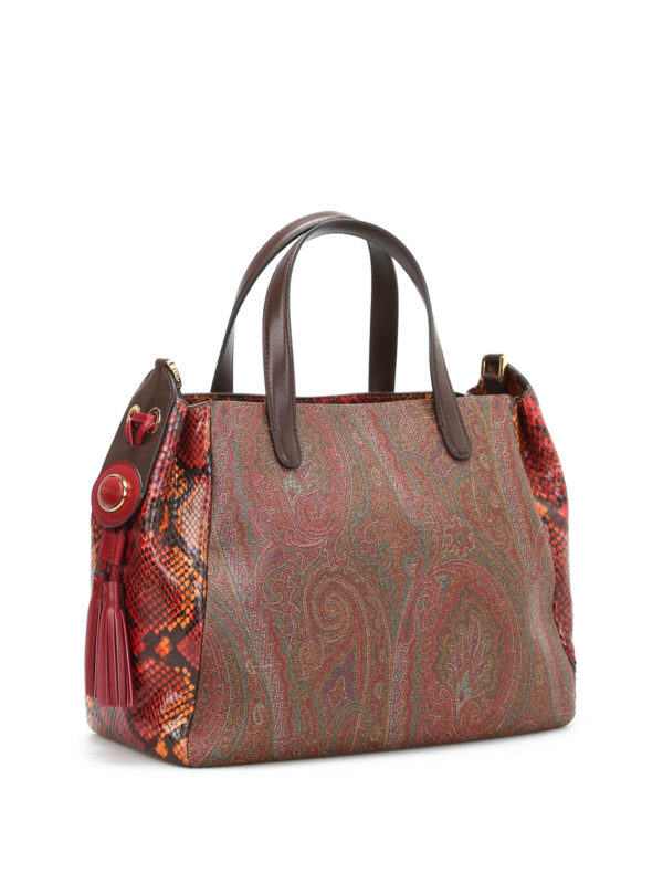 ETRO: shopper online - Borsa a mano con pelle stampata