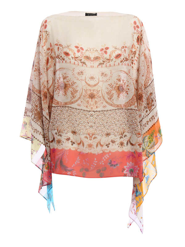 ETRO: tunics - Sheer silk poncho