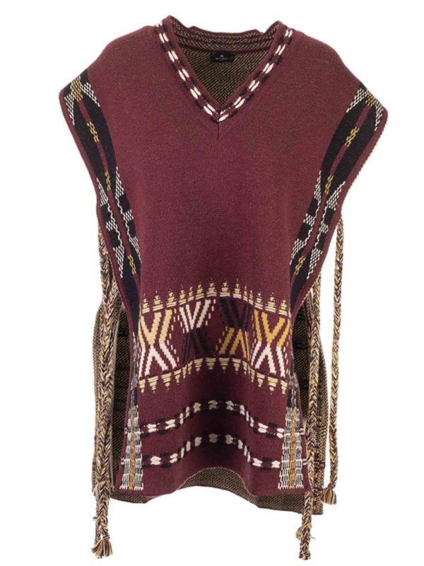 ETRO: Suéteres con cuello pico - Sudadera - Rojo