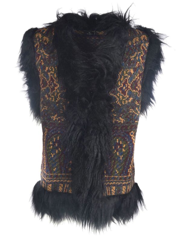 ETRO: waistcoats & gilets - Knitted vest with synthetic fur