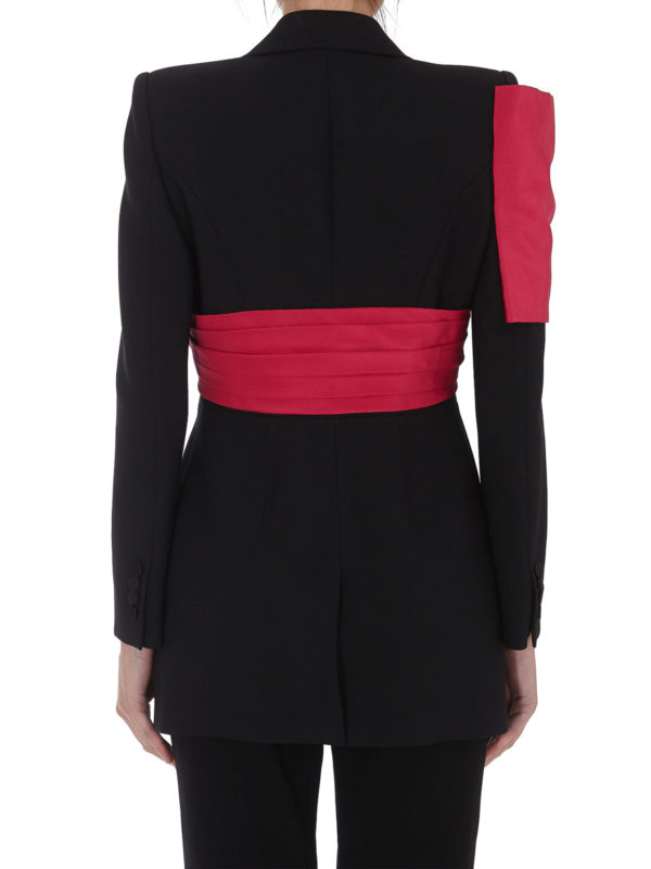 Exploded bow drape blazer shop online: ALEXANDER MCQUEEN