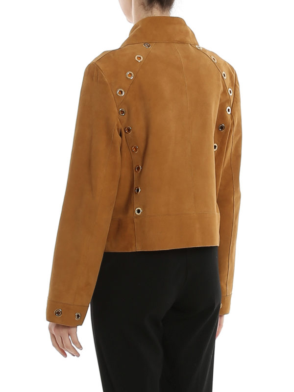 Eyelet suede jacket shop online: ALBERTA FERRETTI