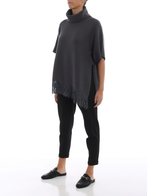 FABIANA FILIPPI: Turtlenecks & Polo necks online - Suede fringe  cashmere and silk blend sweater
