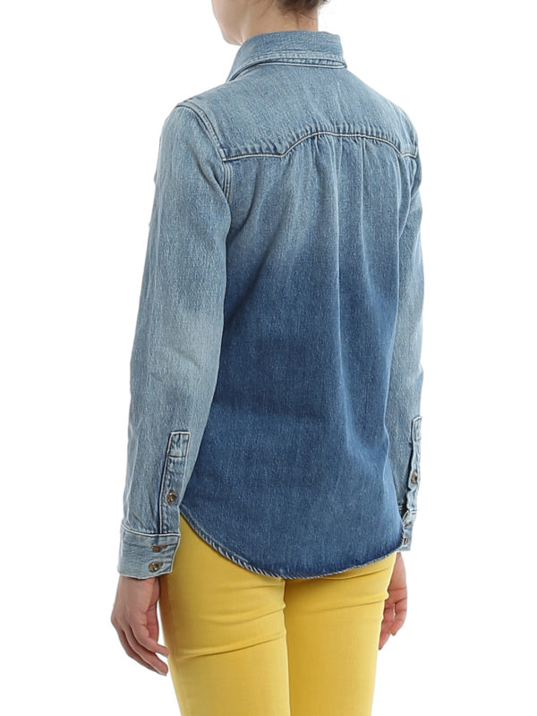 Faded denim shirt shop online: Frame Denim
