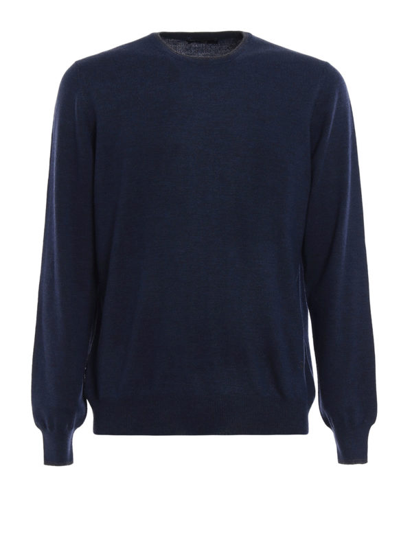 FAY: Strickpullover mit Rundhalsausschnitt - Rundhalspullover - Blau