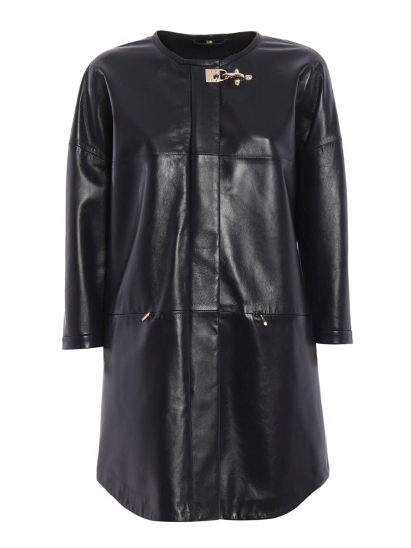 FAY: leather coats - Unlined leather overcoat