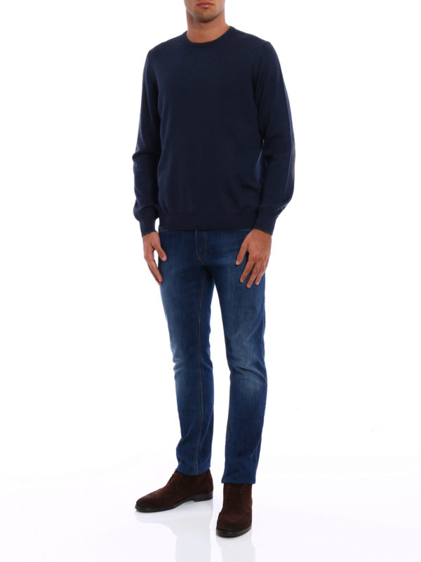 FAY: Strickpullover mit Rundhalsausschnitt online - Rundhalspullover - Blau