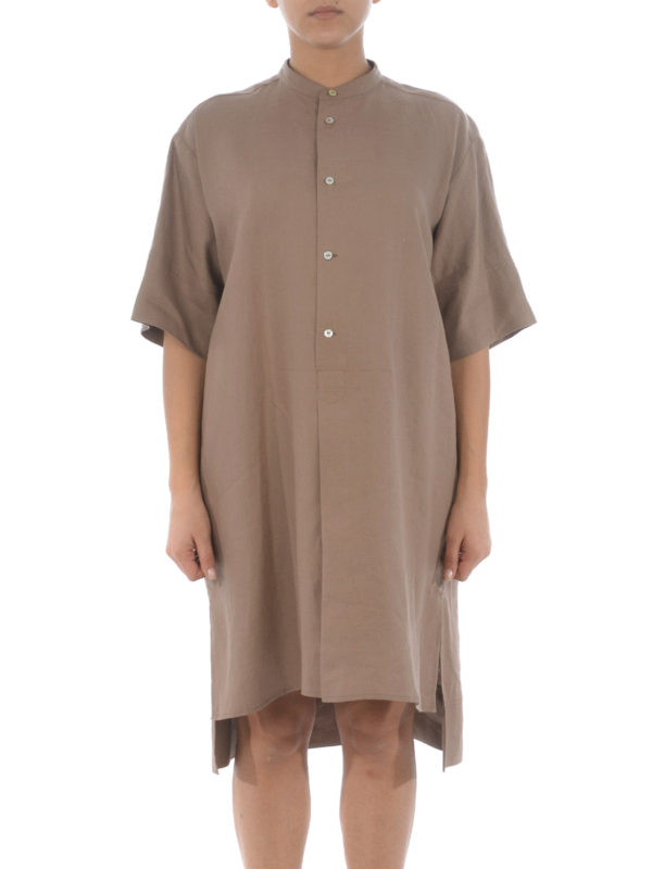 FAY: knee length dresses online - Linen shirt dress
