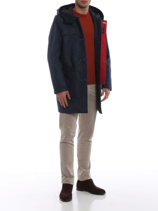 FAY: padded coats online - Felted wool padded duffle coat