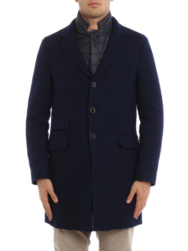 FAY: short coats online - Herringbone wool coat