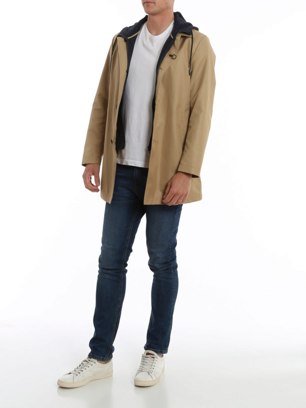 Fay Jersey hood cotton trench - Beige - Men | NAM62400160RPF0846