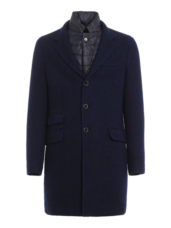 FAY: short coats - Herringbone wool coat
