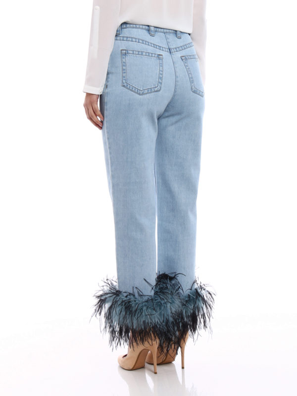 Feather ankles boyfriend jeans shop online: PRADA