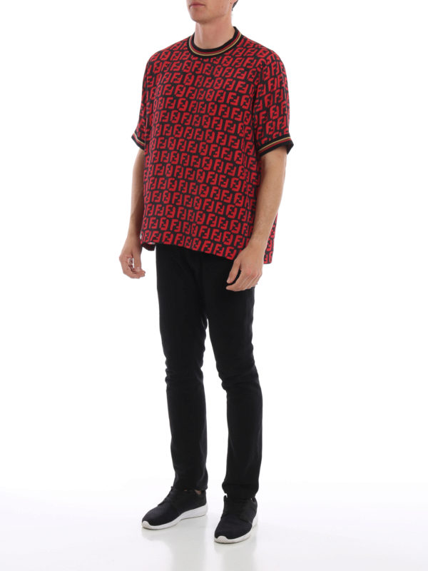 FENDI: t-shirts online - FF print viscose oversize T-shirt