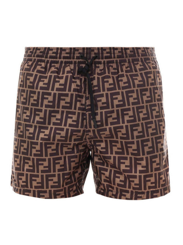 FENDI: Swim shorts & swimming trunks - FF logo print swim shorts