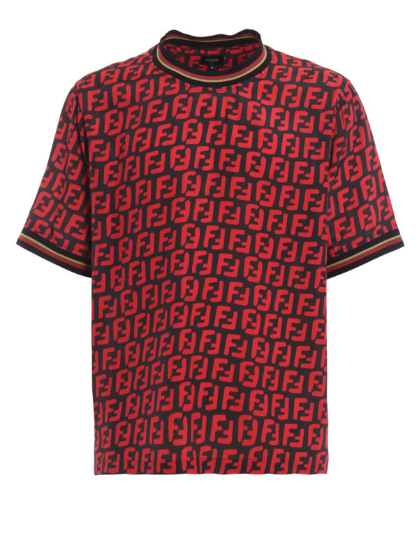 FENDI: t-shirts - FF print viscose oversize T-shirt