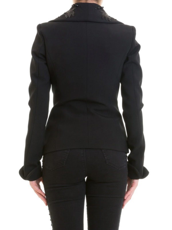 Fitted jacket with embroidered lapels shop online: Amen