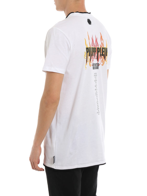 Flame crystal logo white T-shirt shop online: PHILIPP PLEIN